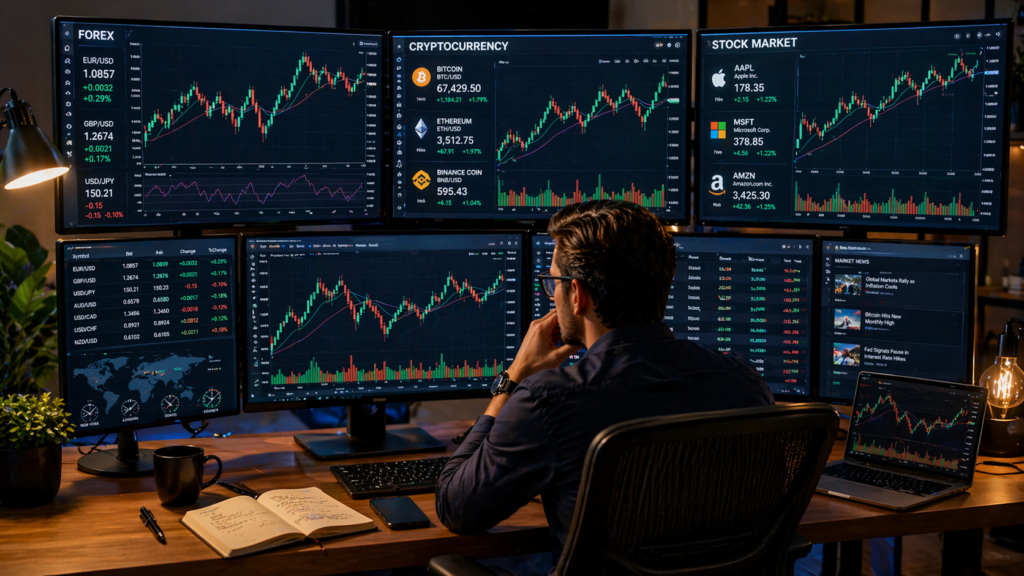 forex, crypto and stocks comparision